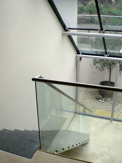 steel railing with glass