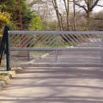 closeup of internal view of sliding security gate